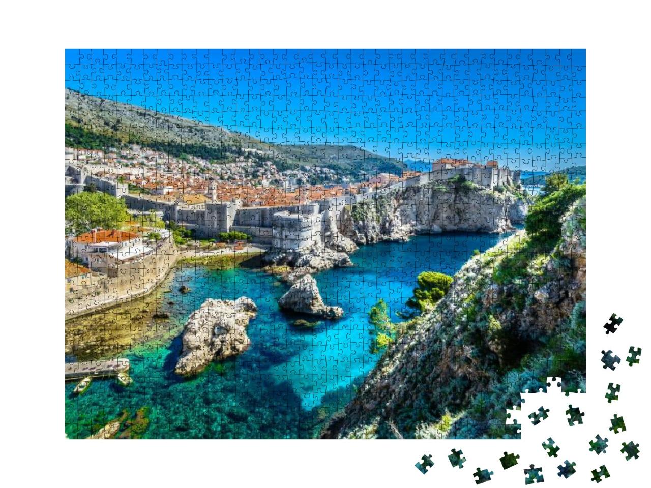 Puzzle 1000 Teile „Luft-Panoramablick auf Dubrovnik, Adria, Kroatien, Europa“