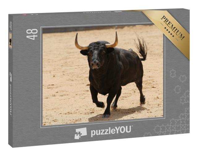 Puzzle 48 Teile „Schwarzer spanischer Stier in der Stierkampfarena“