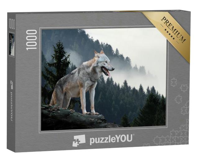 Puzzle 1000 Teile „Timberwolf im Gebirge“