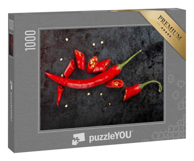 Puzzle 1000 Teile „Gehackte und ganze rote Chilischoten“