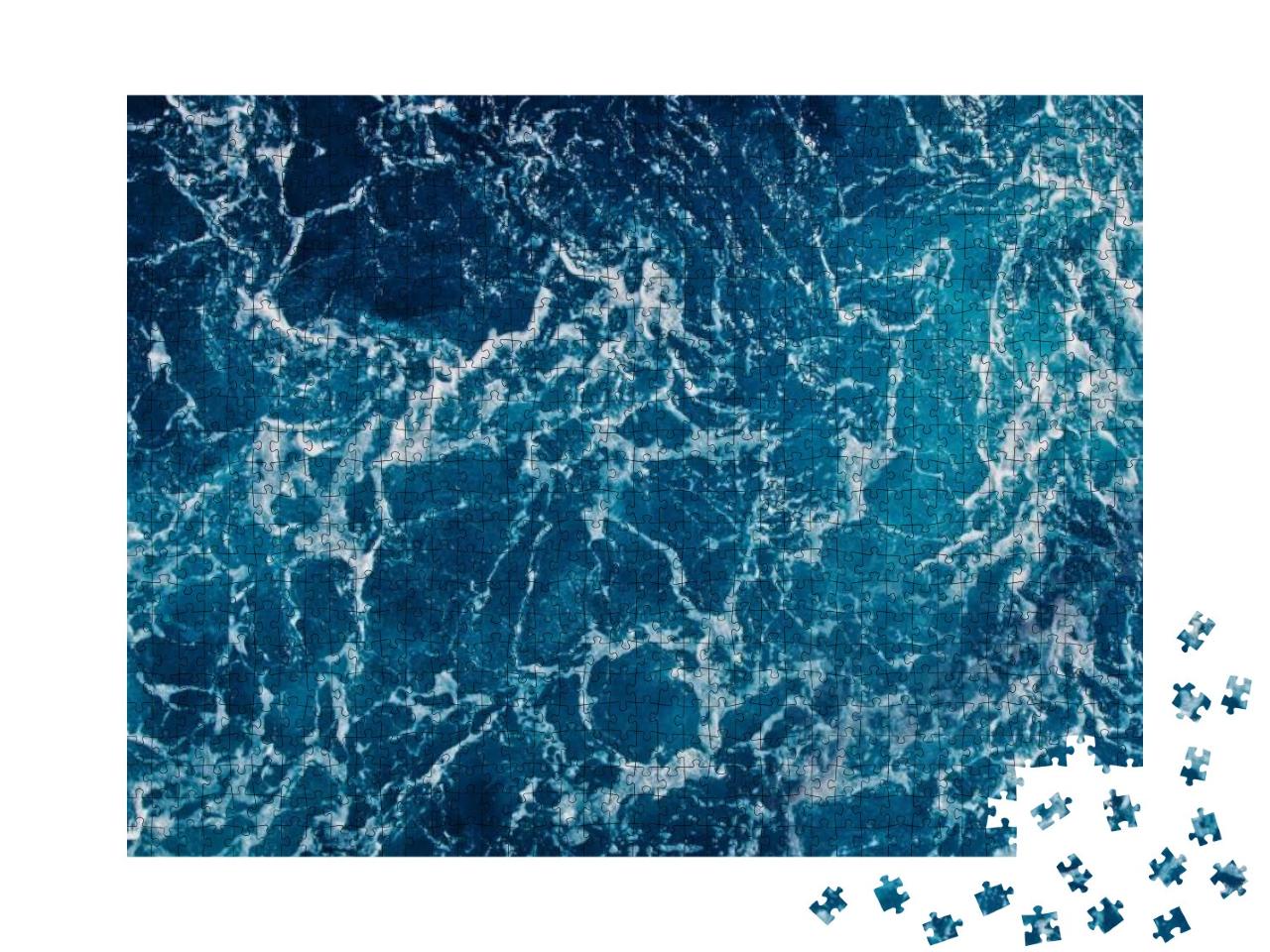 Puzzle 1000 Teile „Luftaufnahme von einer Meerwasseroberfläche, Gischt, Hintergrund“