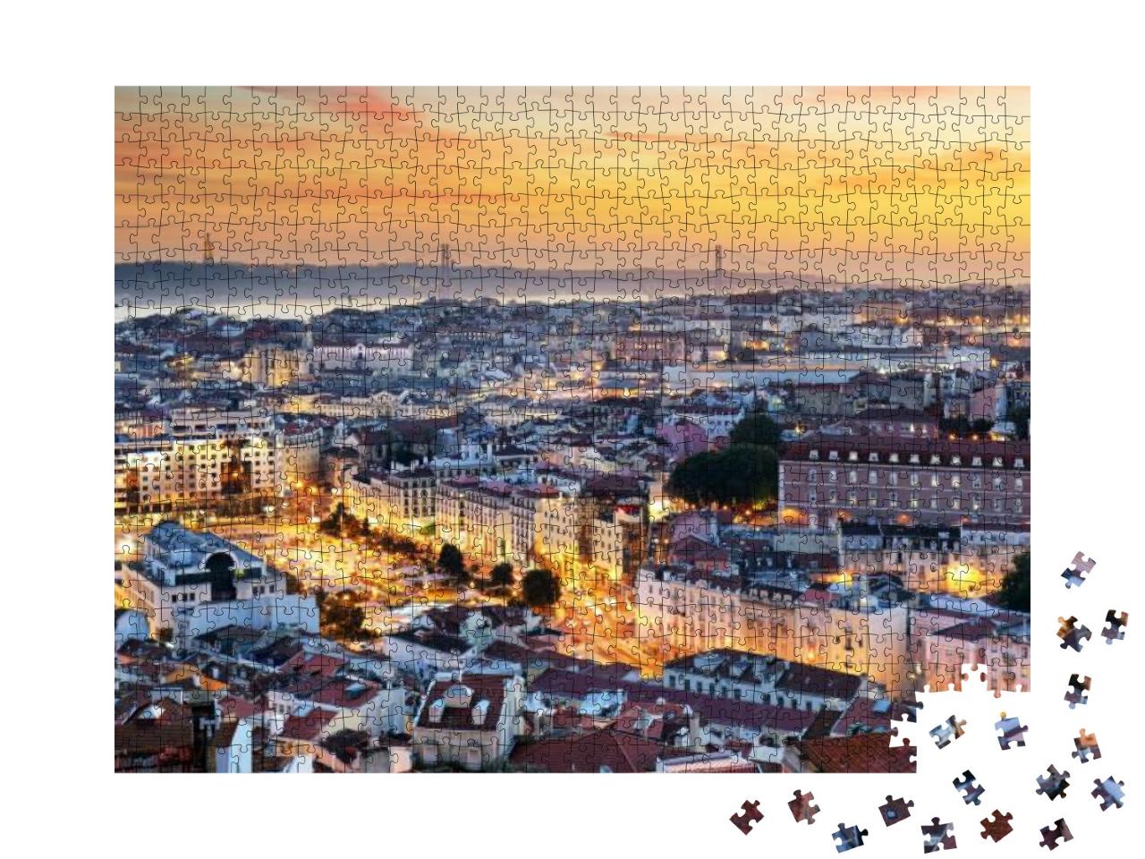 Puzzle 1000 Teile „Lissabon im Sonnenuntergang“