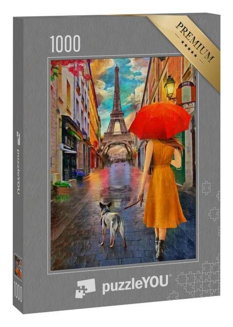 Puzzle 1000 Teile „Ölgemälde: Regentag in Paris“