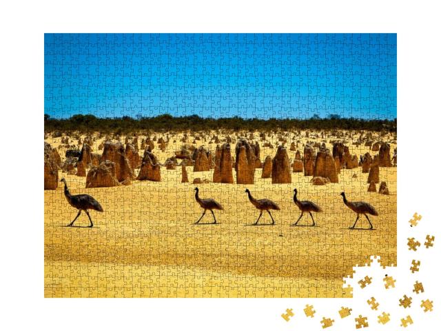 Puzzle 1000 Teile „Emus in der Pinnacles-Wüste, WA, Australien“