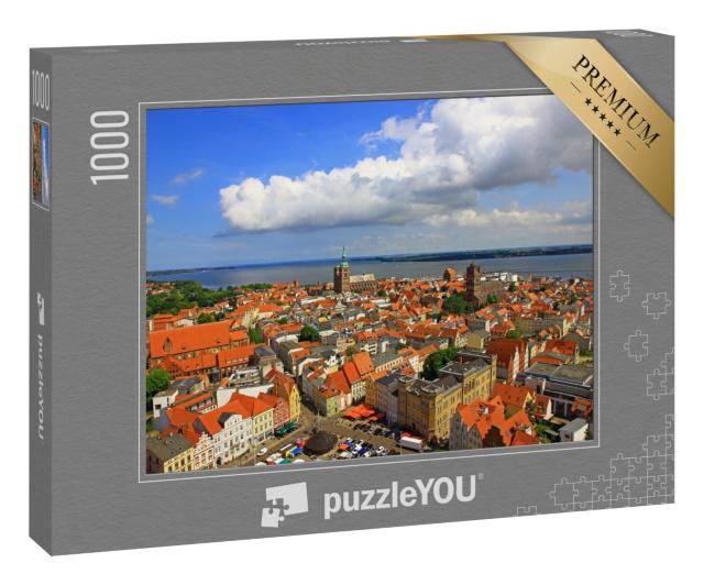 Puzzle 1000 Teile „Panorama von Stralsund aus der Luft, Mecklenburg-Vorpommern, Deutschland“