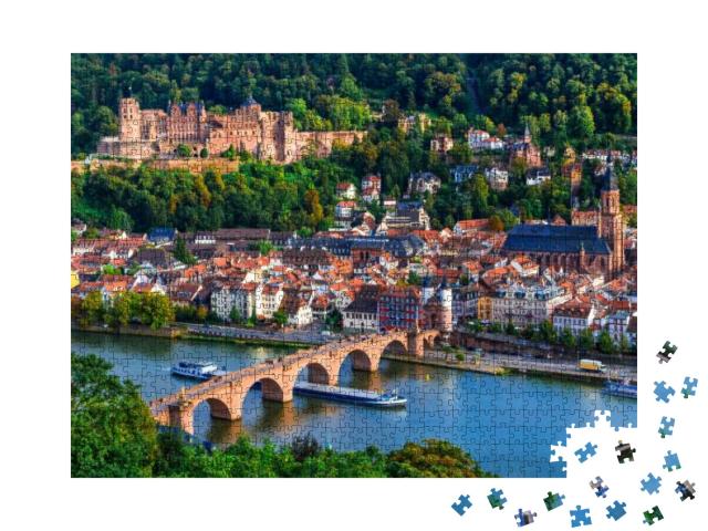 Puzzle 1000 Teile „Wunderschöner Blick auf Heidelberg am Neckar“