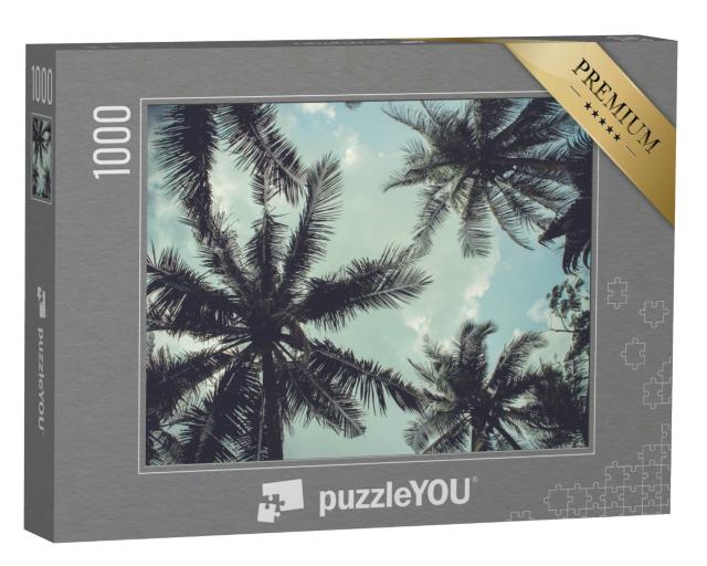 Puzzle 1000 Teile „Zweige von Kokosnusspalmen gegen blauen Himmel“