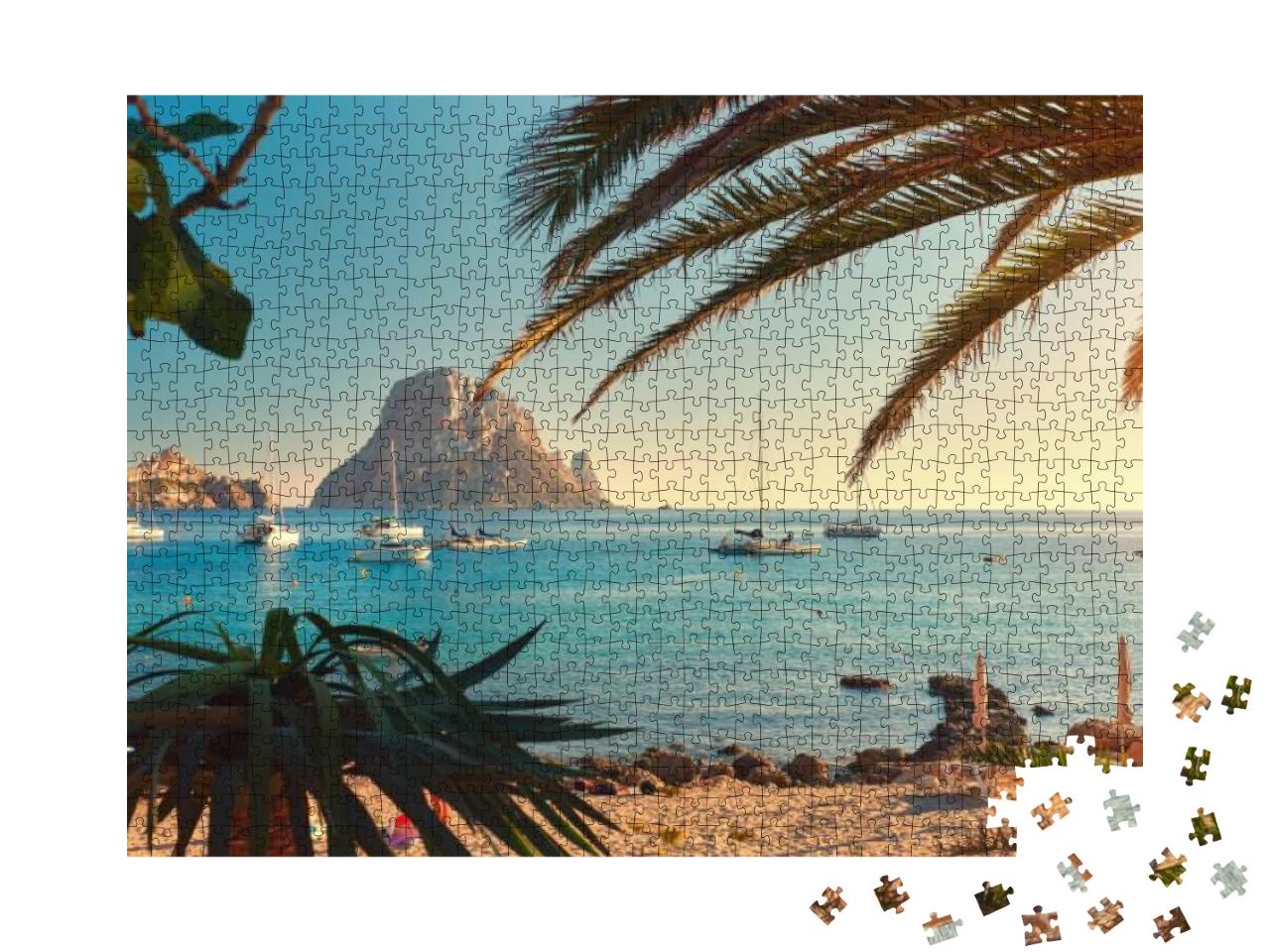 Puzzle 1000 Teile „Cala d'Hort mit Blick auf Es Vedra, Ibiza, Spanien“