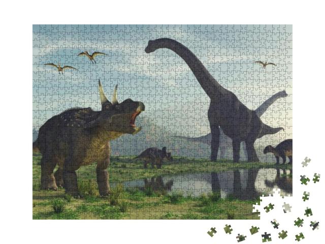 Puzzle 1000 Teile „3D-Rendering: Dinosaurier“