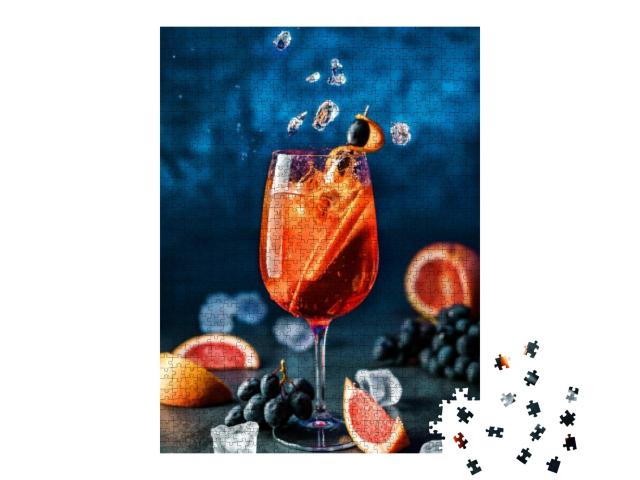 Puzzle 1000 Teile „Kalte Erfrischung: Frischer Grapefruit-Cocktail auf Eis“