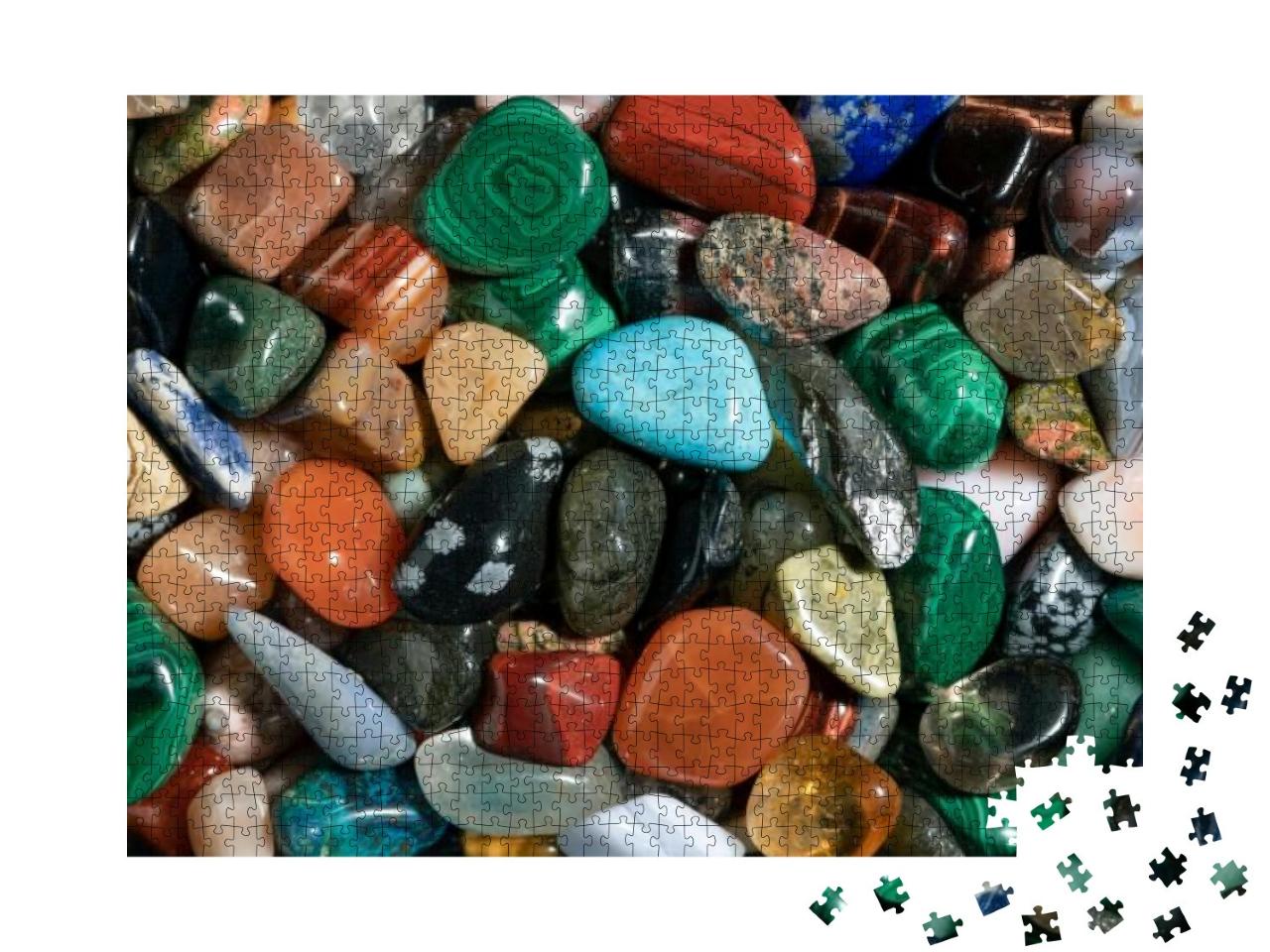 Puzzle 1000 Teile „Verschiedene polierte Halbedelsteine: Amethyst, Quarz, Achat und viele mehr“