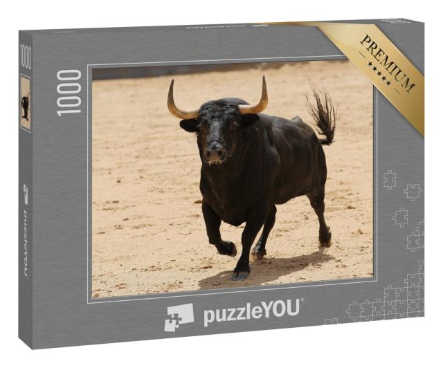 Puzzle 1000 Teile „Schwarzer spanischer Stier in der Stierkampfarena“