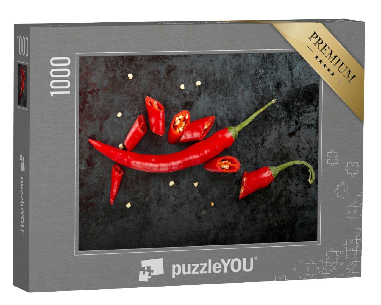 Puzzle 1000 Teile „Gehackte und ganze rote Chilischoten“