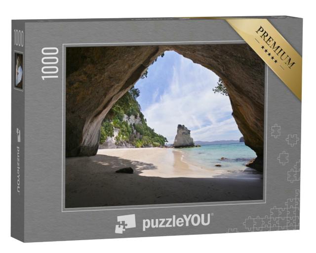 Puzzle 1000 Teile „Cathedral Cove Strand auf der Coromandel Halbinsel, Neuseeland, Nordinsel“