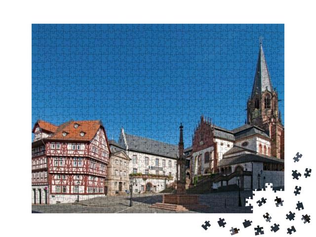 Puzzle 1000 Teile „Basilika in der Altstadt von Aschaffenburg, Deutschland“