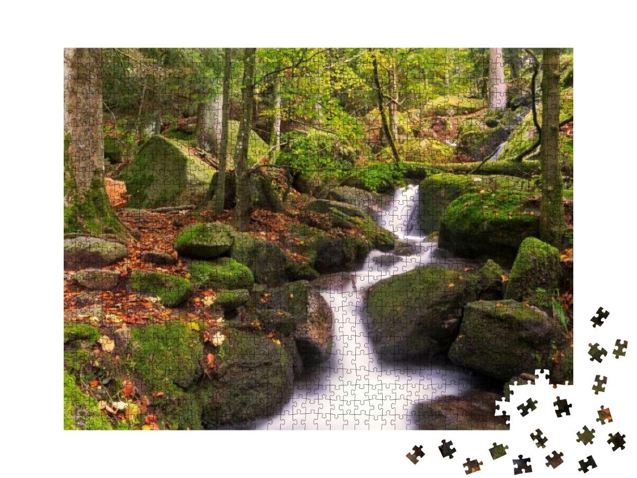 Puzzle 1000 Teile „Gertelsbacher Wasserfälle im Herbst, Schwarzwald, Deutschland“