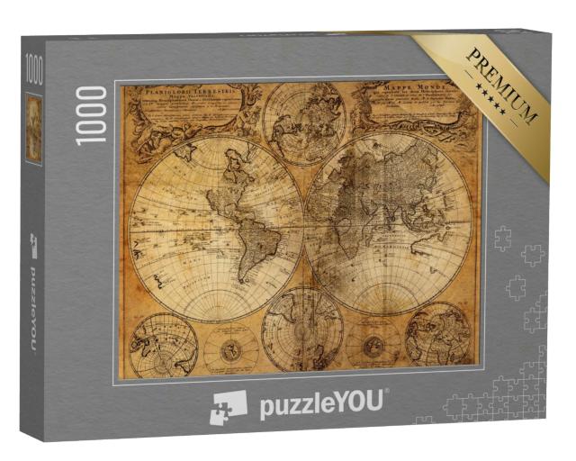 Puzzle 1000 Teile „Alte Weltkarte aus dem Jahr 1746, vergilbtes Papier“