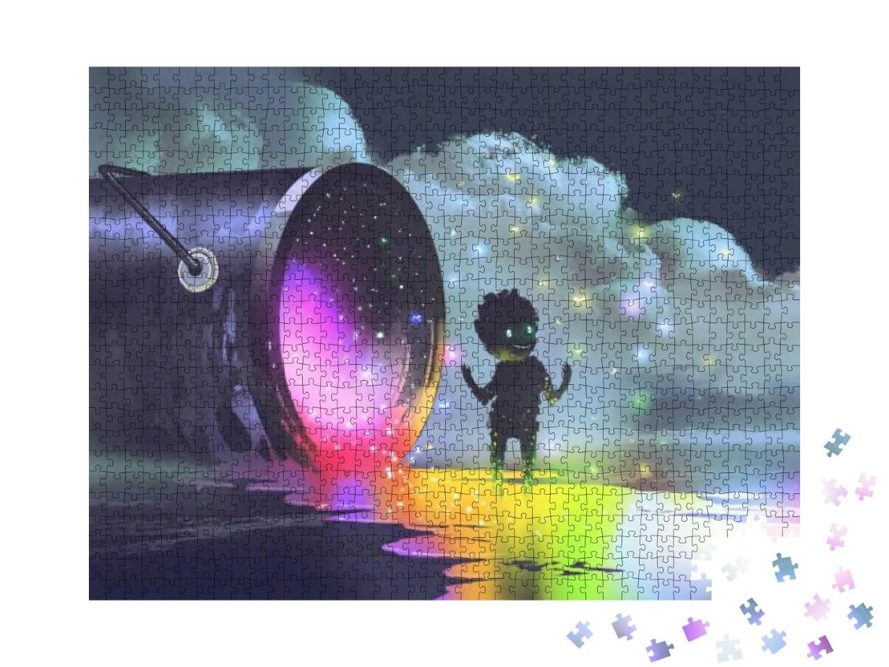 Puzzle 1000 Teile „Fantasy-Illustration: Das bunte Licht aus dem Eimer“
