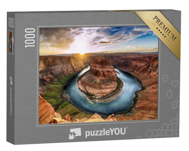 Puzzle 1000 Teile „Atemberaubender Sonnenuntergang am Horseshoe Bend, Colorado Canyon“