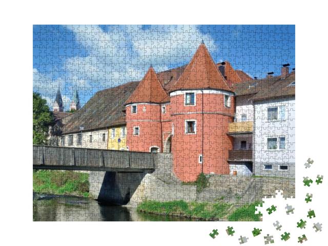 Puzzle 1000 Teile „Biertor der Stadt Cham in der Oberpfalz, Bayerischer Wald“