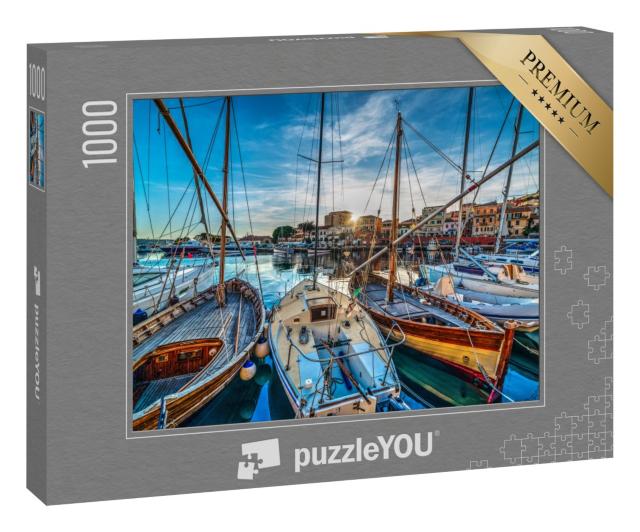 Puzzle 1000 Teile „Holzboote im Hafen von La Maddalena, Sardinien, Italien“