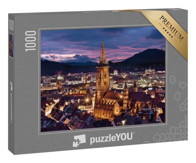 Puzzle 1000 Teile „Freiburger Münster zur blauen Stunde, Deutschland“