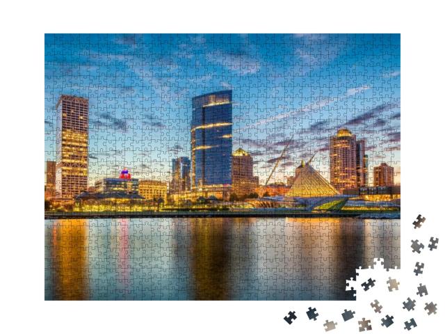 Puzzle 1000 Teile „Milwaukee, Wisconsin: Stadtsilhouette am Michigansee“