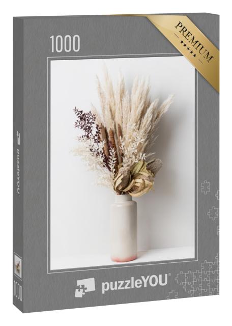 Puzzle 1000 Teile „Stilvolles modernes Trockenblumenarrangement mit Pampasgras“