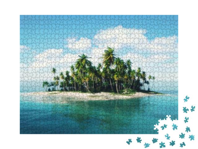 Puzzle 1000 Teile „Insel im Ozean, Illustration“
