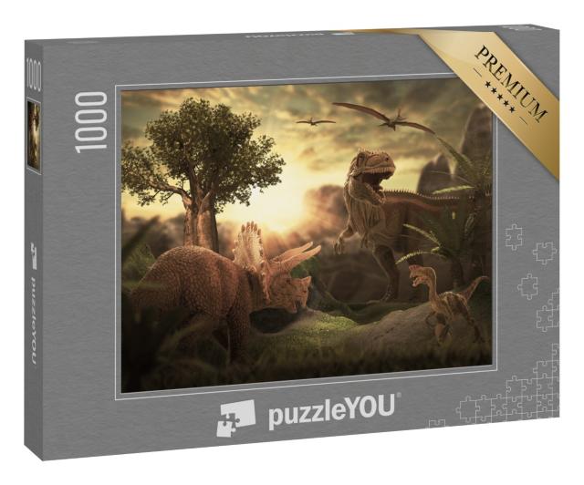Puzzle 1000 Teile „Tyrannosaurus Rex auf Beutejagd“