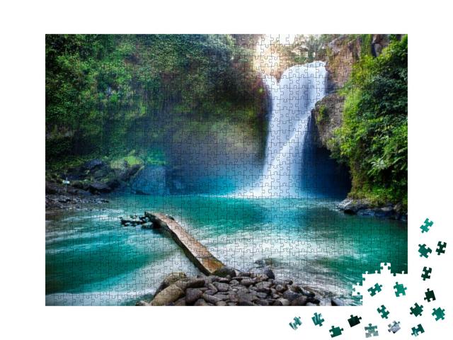 Puzzle 1000 Teile „Wasserfall versteckt im tropischen Dschungel“