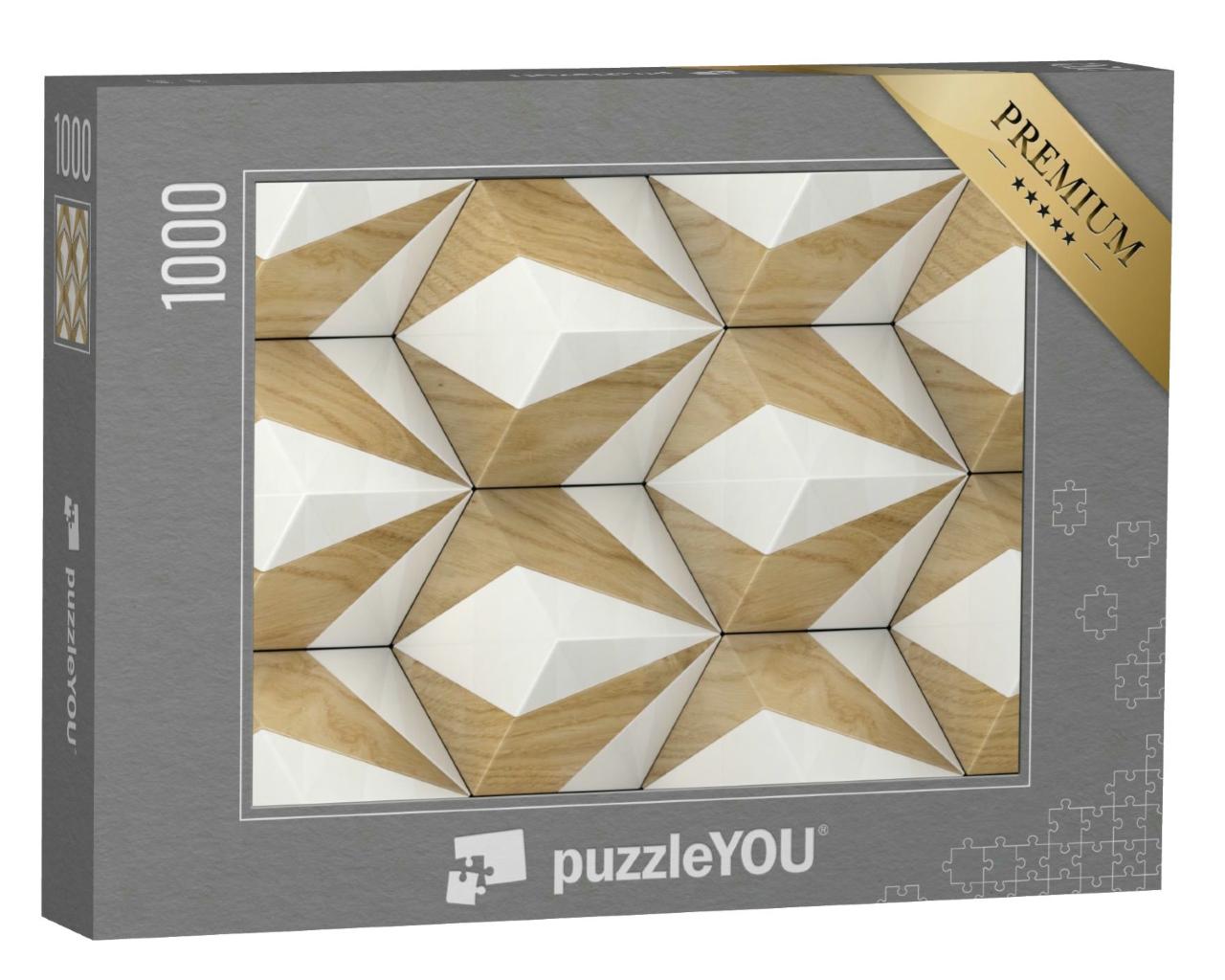 Puzzle 1000 Teile „3D-Fliesen aus Holz mit weißen Steinelementen“