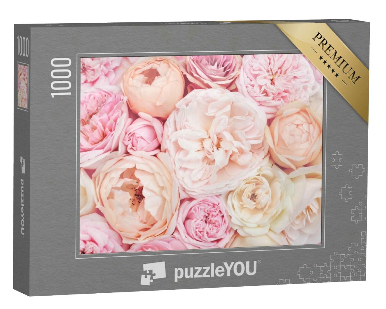 Puzzle 1000 Teile „Sommerblüten: zartes Rosa und Pastellfarben“