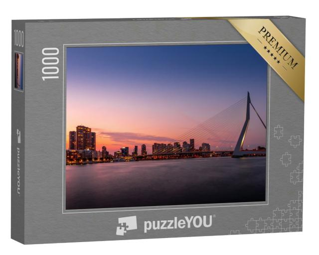 Puzzle 1000 Teile „Stadtbild mit Erasmusbrug: Skyline von Rotterdam, Niederlande“