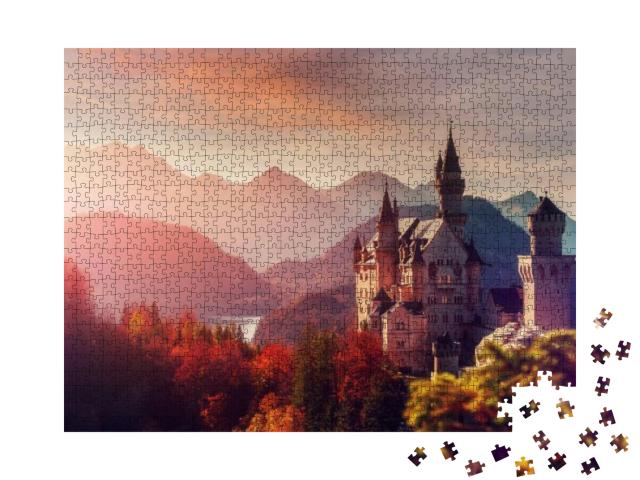 Puzzle 1000 Teile „Majestätisches Schloss Neuschwanstein, Bayern, Deutschland“