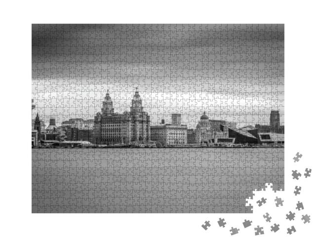 Puzzle 1000 Teile „Hafenviertel von Liverpool: Merseyside, England“