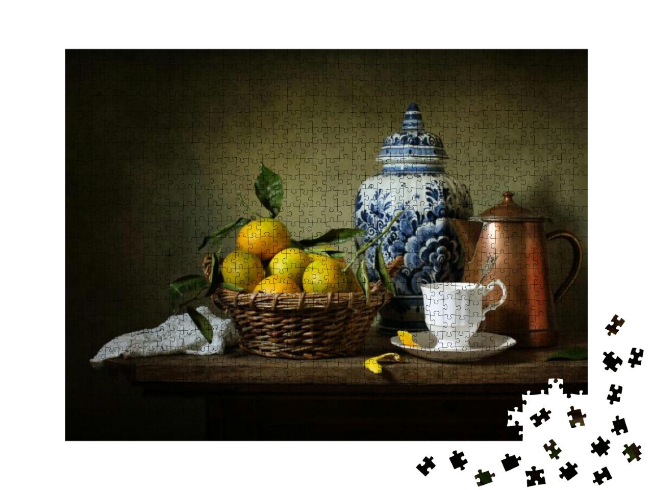 Puzzle 1000 Teile „Stillleben mit Mandarinen und einer Delfter Vase“