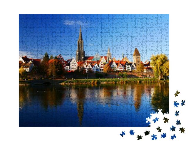 Puzzle 1000 Teile „Blick auf die Altstadt der Donaustadt Ulm“