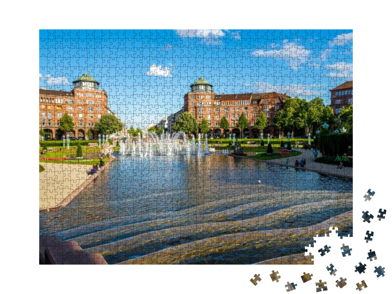 Puzzle 1000 Teile „Park am Wasserturm von Mannheim“
