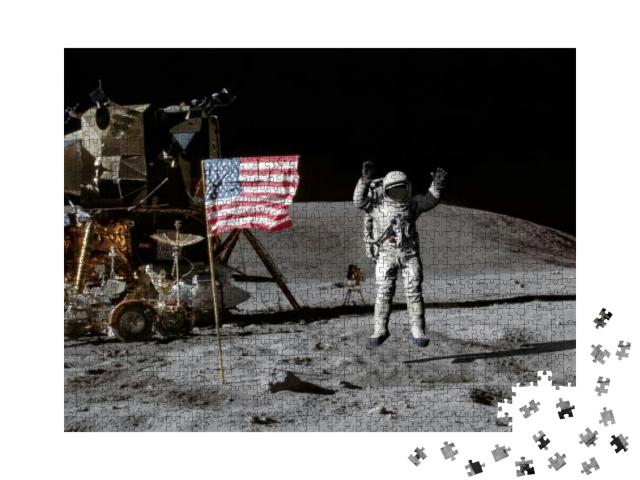 Puzzle 1000 Teile „Animation: Sprung auf dem Mond, NASA-Bildmaterial“