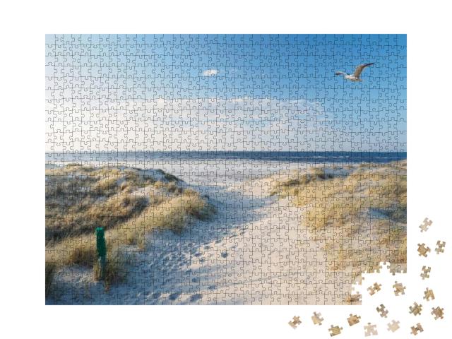 Puzzle 1000 Teile „Weißer Sandstrand und Dünen der Nordsee“