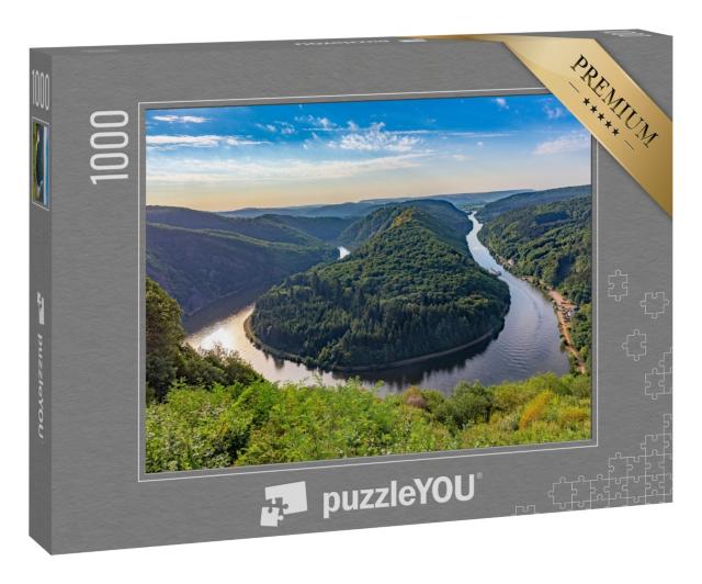 Puzzle 1000 Teile „Wahrzeichen des Saarlandes mit Blick auf die Saarschleife in Deutschland“