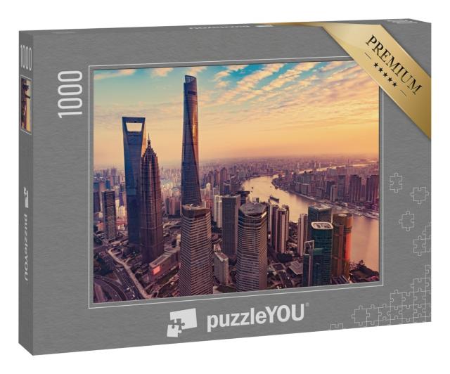 Puzzle 1000 Teile „Luftaufnahme der Stadt Shanghai“