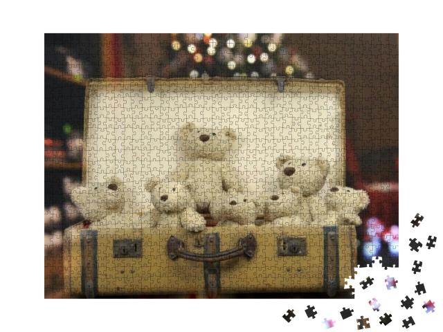 Puzzle 1000 Teile „Ein Vintage-Koffer voller Teddybären“