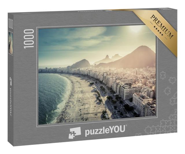 Puzzle 1000 Teile „Copacabana Beach in Rio de Janeiro, Brasilien, schwarz-weiß“