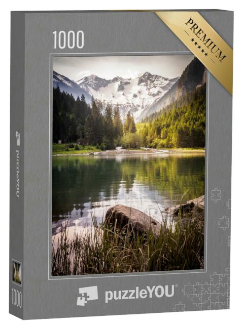 Puzzle 1000 Teile „Schöner Sommermorgen am Stillup-Stausee im Zillertal, Tirol“