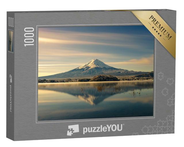 Puzzle 1000 Teile „Spiegelung es Fuji im Wasser, Herbst in Japan“