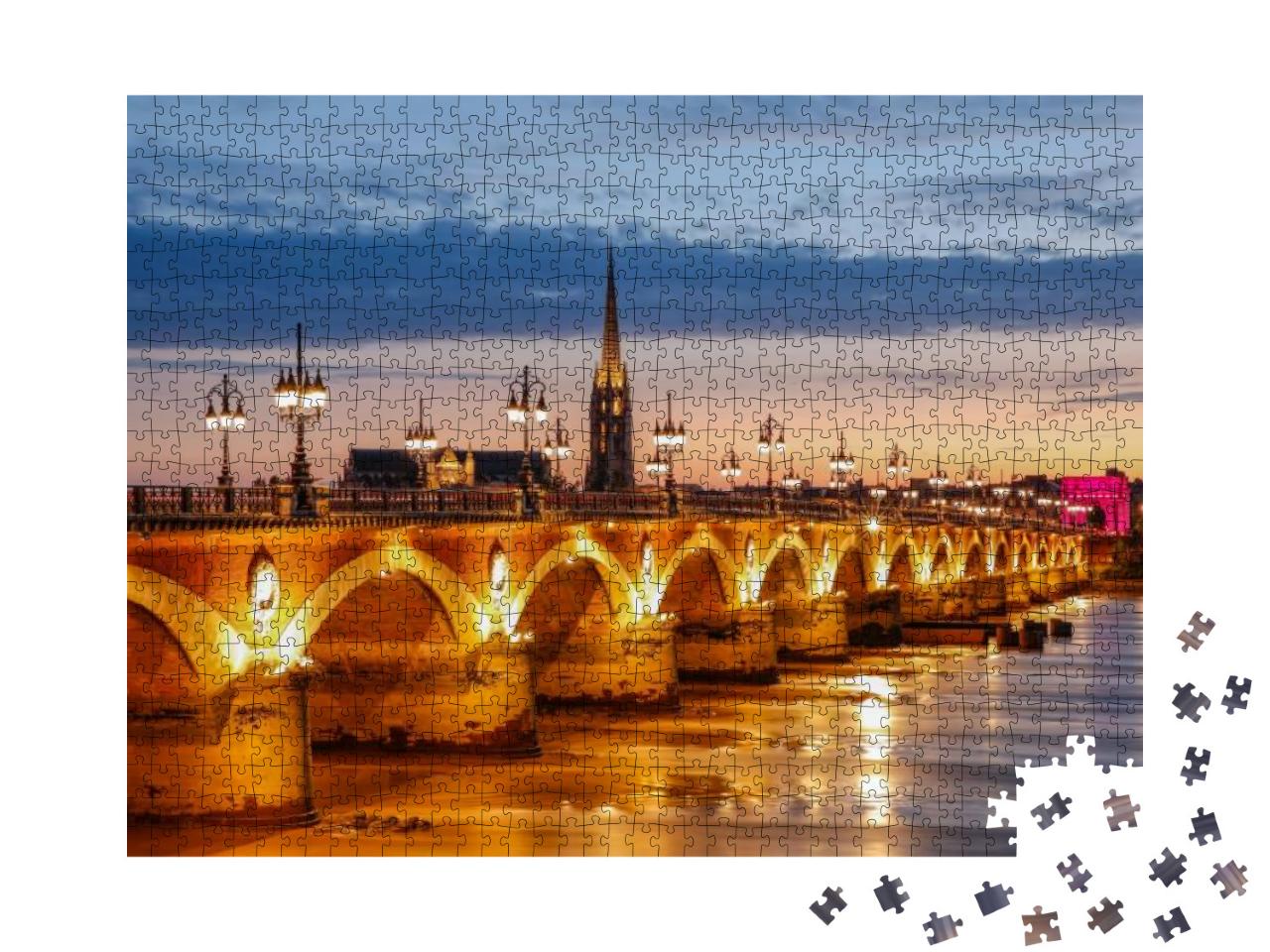 Puzzle 1000 Teile „Pont de Pierre in Bordeaux, Frankreich“