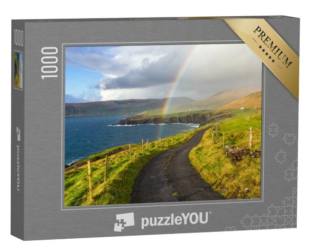 Puzzle 1000 Teile „Wilde Landschaft Irlands mit wunderschönem Regenbogen“