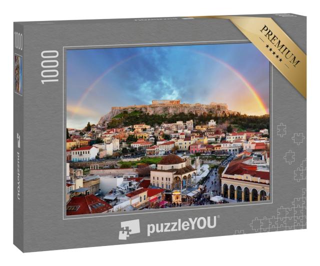 Puzzle 1000 Teile „Regenbogen über der Akropolis, Athen“